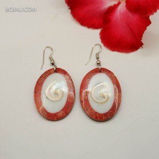 Handcrafted Resin Natural Shell Earrings by Balinese Artisans